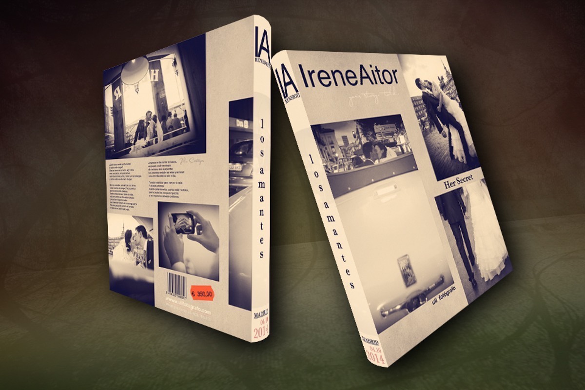 Bodegón de un álbum de boda digital personalizado, de diseño exclusivo, diferente y único. Reportaje de la boda de Irene y Aitor
